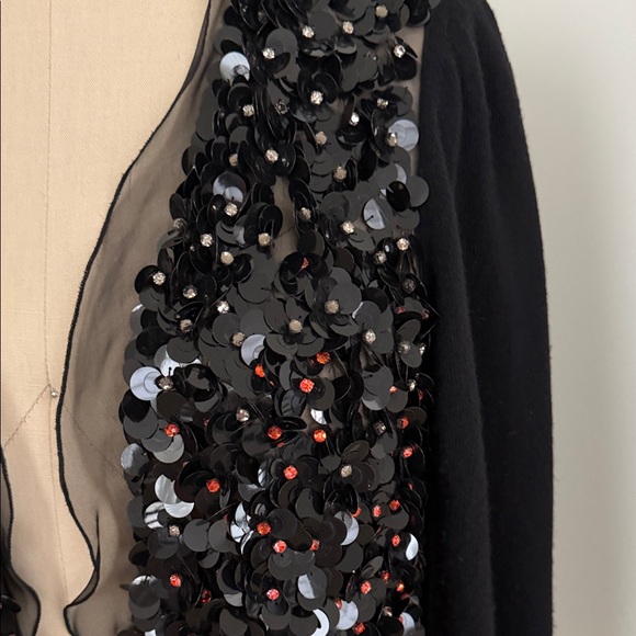 Valentino Classic Black Cardigan with Black and Red Sequin - Picture 2 of 11